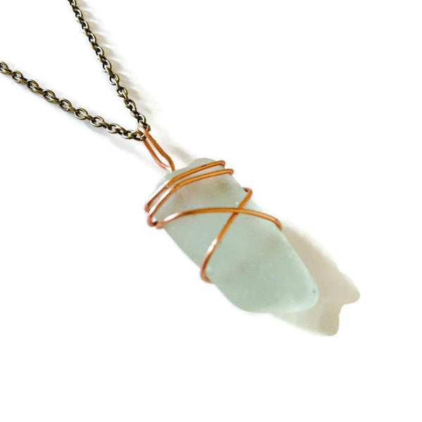 Stacked Sea Glass Pendant Green & White, Nova Scotia Gift - Sassy Sacha Jewelry