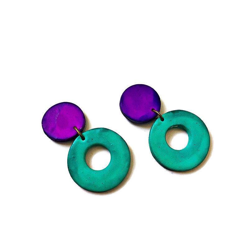 Summer Hoop Earrings Stud or Clip On- "Maude" - Sassy Sacha Jewelry