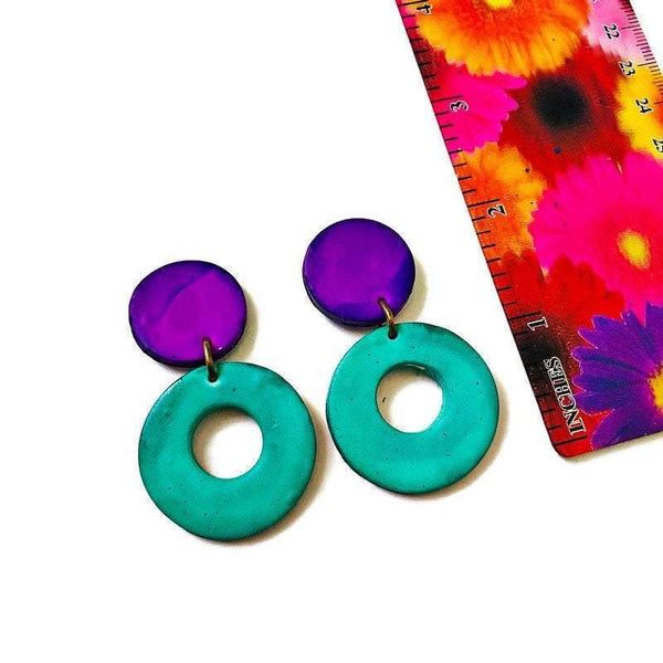 Summer Hoop Earrings Stud or Clip On- "Maude" - Sassy Sacha Jewelry