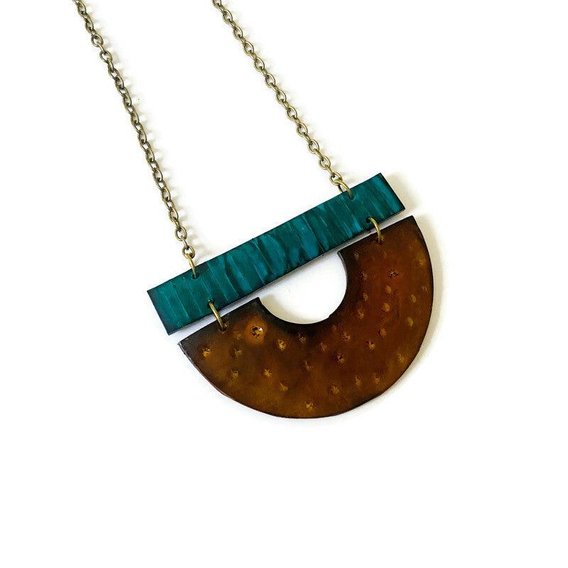 Teal & Brown Statement Necklace - Sassy Sacha Jewelry