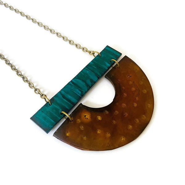 Teal & Brown Statement Necklace - Sassy Sacha Jewelry