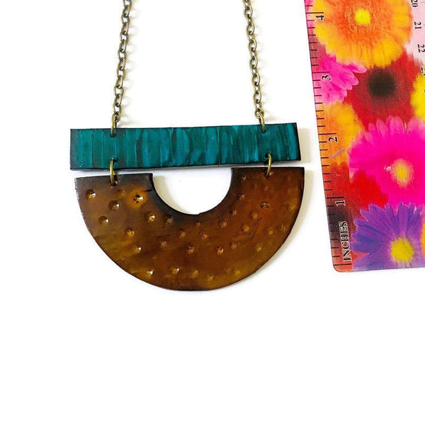 Teal & Brown Statement Necklace - Sassy Sacha Jewelry