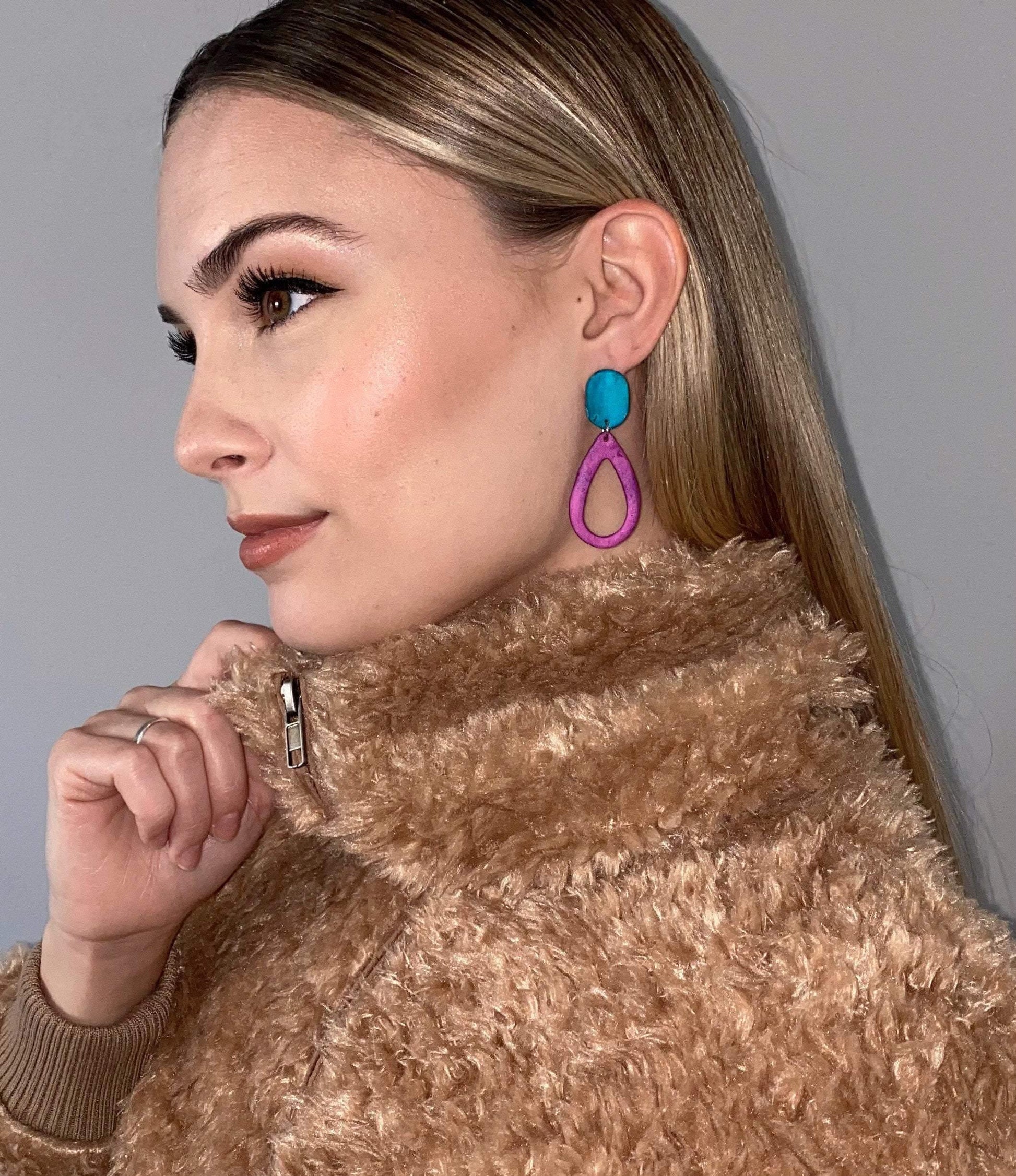Teardrop Drop Dangle Earrings in Multiple Colors- "Sandy" - Sassy Sacha Jewelry