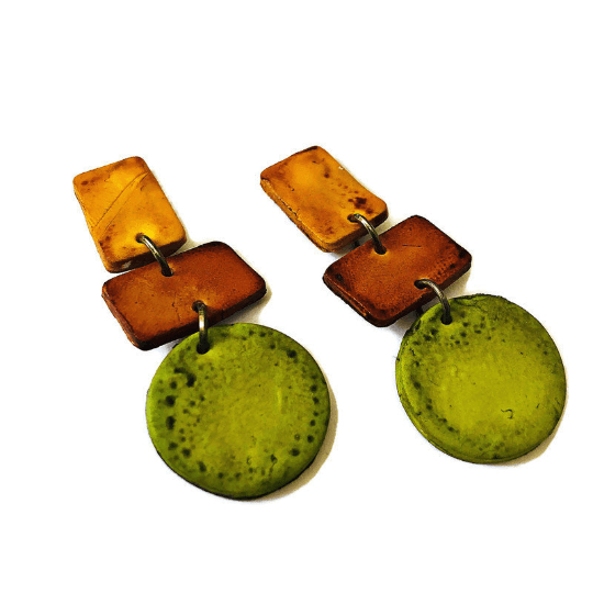 Trendy Fall Earrings in Brown, Yellow and Green- "Dani" - Sassy Sacha Jewelry