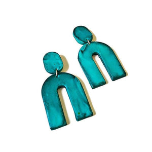 Turquoise Arch Statement Clip On Earrings- "Lucy" - Sassy Sacha Jewelry