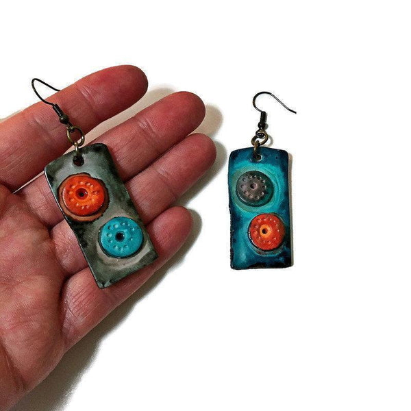 Unusual Mismatched Earrings, Quirky Hand Painted Dangle Earrings - Sassy Sacha Jewelry